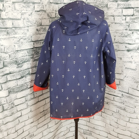 SOLD VINTAGE 80s reversible Patriotic  canvas/slick shiny  Raincoat - Picture 3 of 5